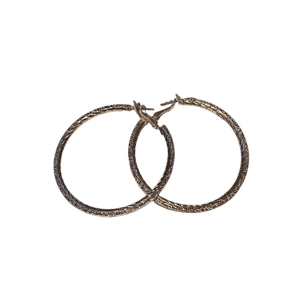 Fashion Jewelry Large Hoop Earrings Women’s Sliver‎ Tone Costume Round 2in